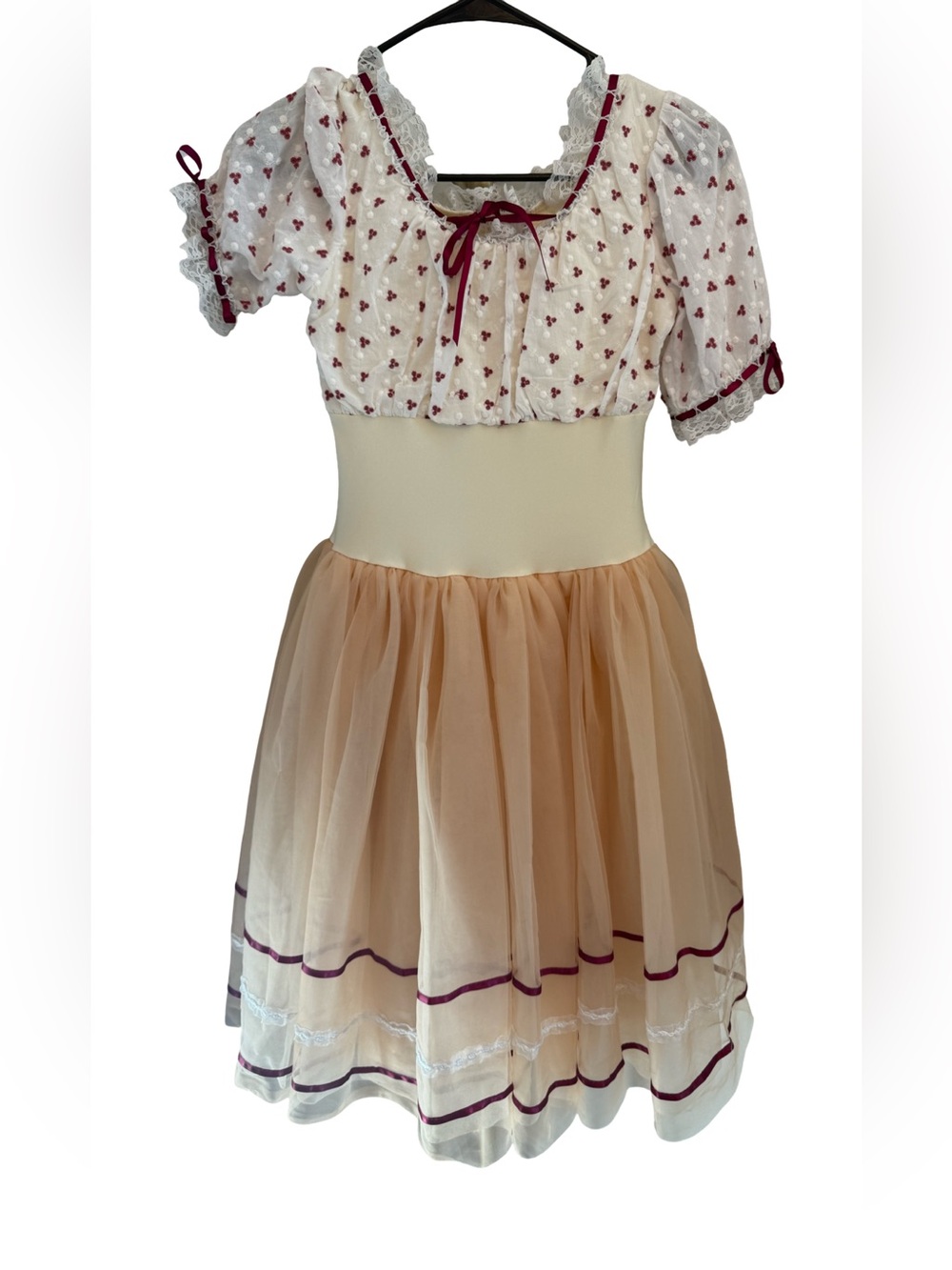 Revolution Dancewear Girls XLC Peach Burgundy Ballet Recital Costume Dress